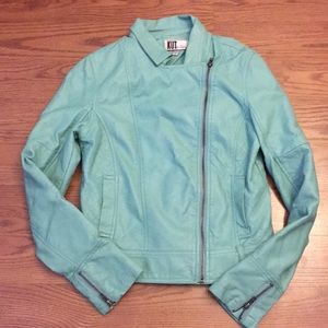 Cute teal faux leather jacket