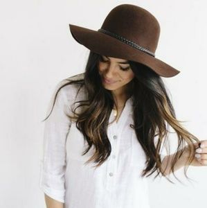 Brown felt fedora hat