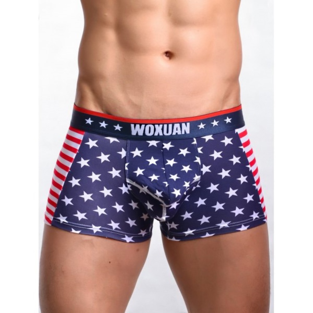 Amercian Flag Print U Pouch Design Band Boxer