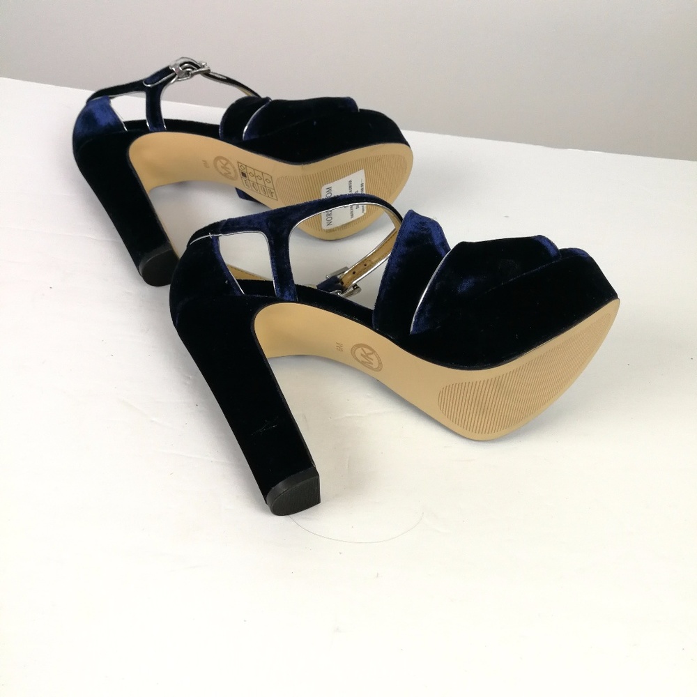 Michael Kors Blue Velvet Sandals Platform 5 inch Heels Shoe Size 10 New ❤️ - Picture 5 of 7