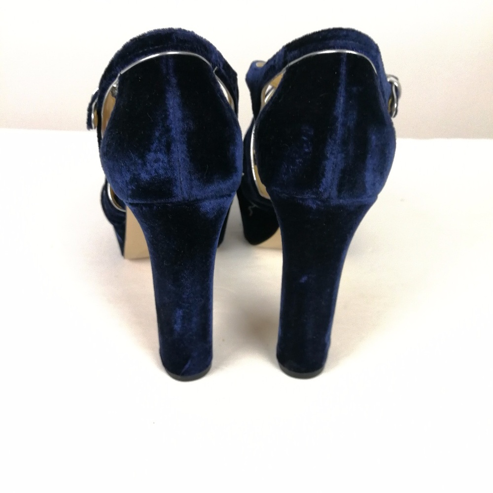Michael Kors Blue Velvet Sandals Platform 5 inch Heels Shoe Size 10 New ❤️ - Picture 4 of 7