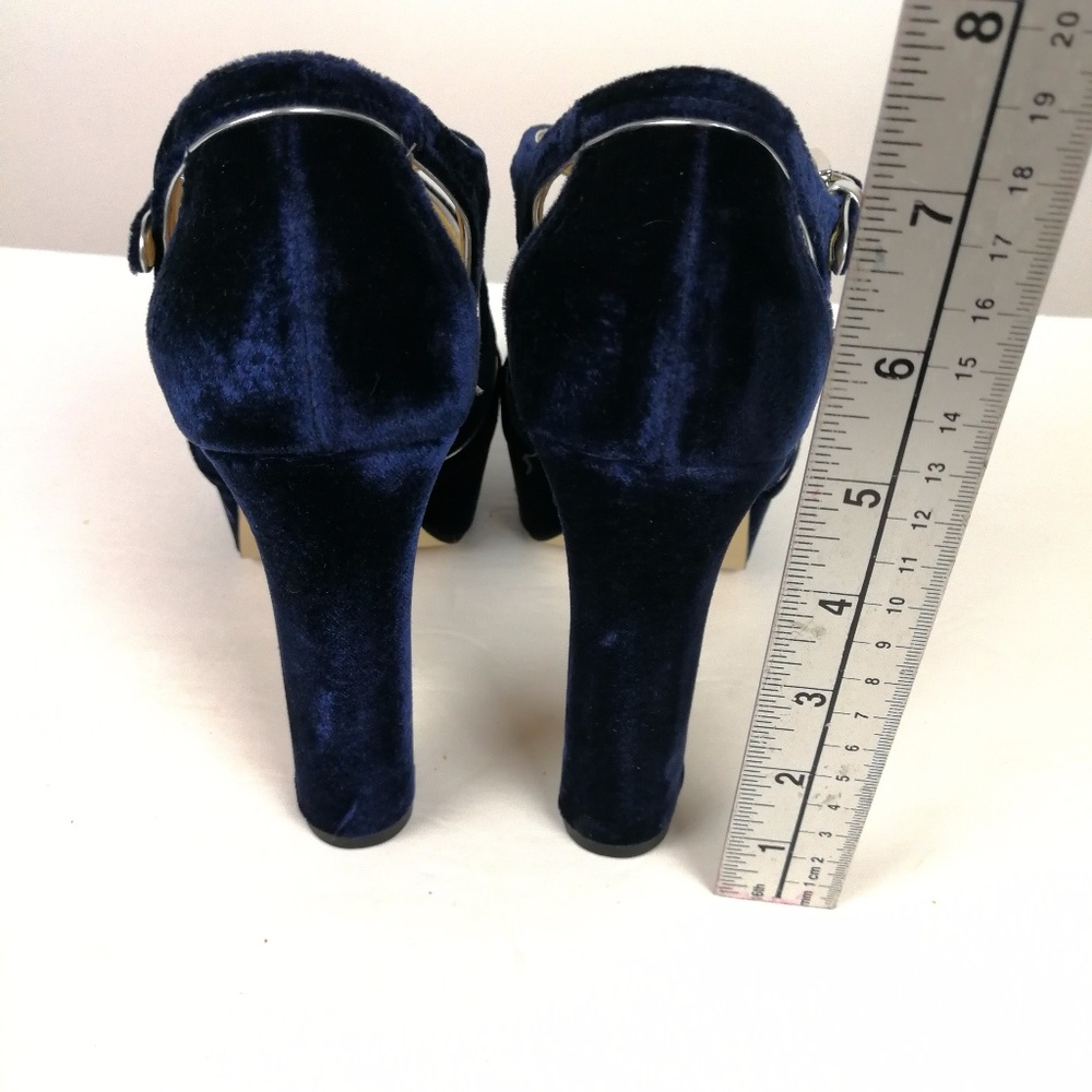 Michael Kors Blue Velvet Sandals Platform 5 inch Heels Shoe Size 10 New ❤️ - Picture 6 of 7