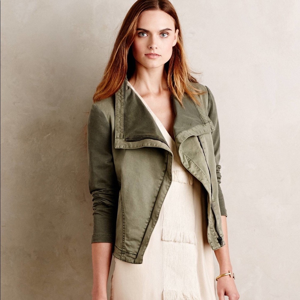 Marrakech Women's Green Sweaterstitch Moto Jacket