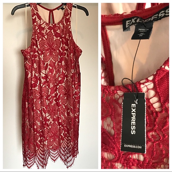 NWT - Express Floral Lace Contrast Sheath Dress - Picture 2 of 4