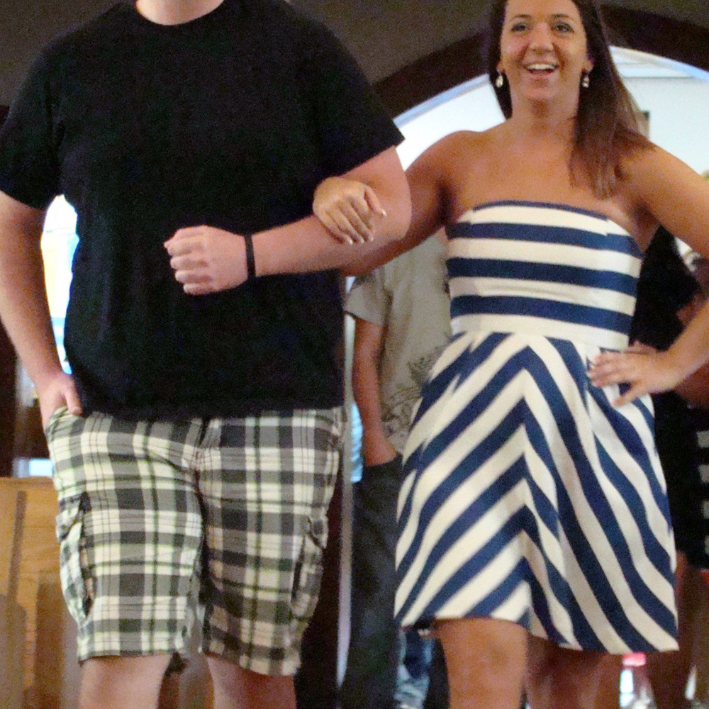 Blue and white strapless dress, worn once!