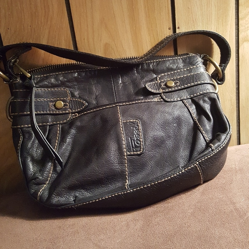 Vintage Fossil Dark Brown Leather Bag