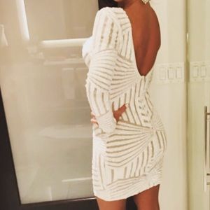 DRESS THE POPULATION Lola white sequin dress