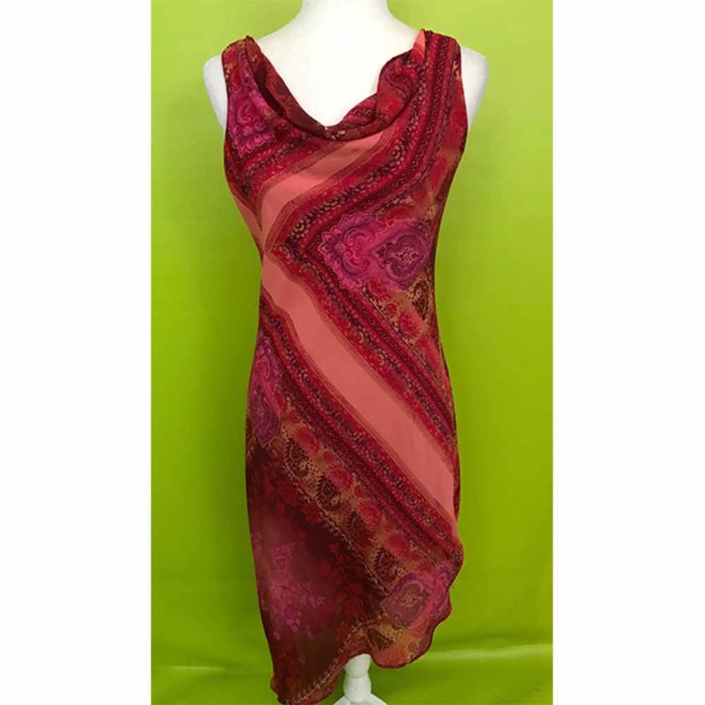 Alyn Paige Cowl Paisley Sheer Asymmetrical Dress 7
