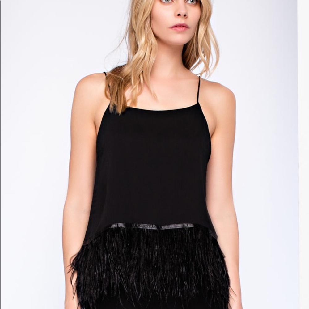 Black Ostrich Feathers Top