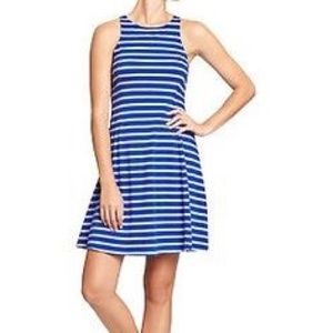 Old Navy Blue and White Striped Skater Dress