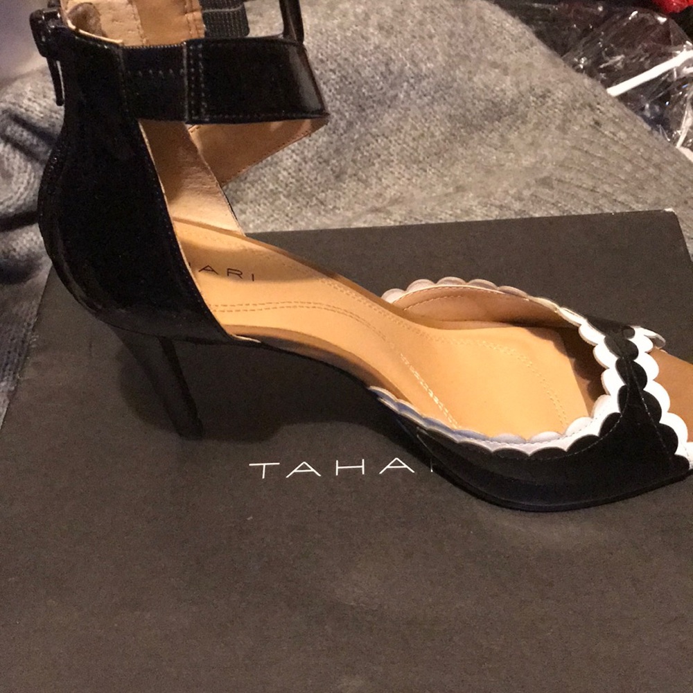 Black and white heels