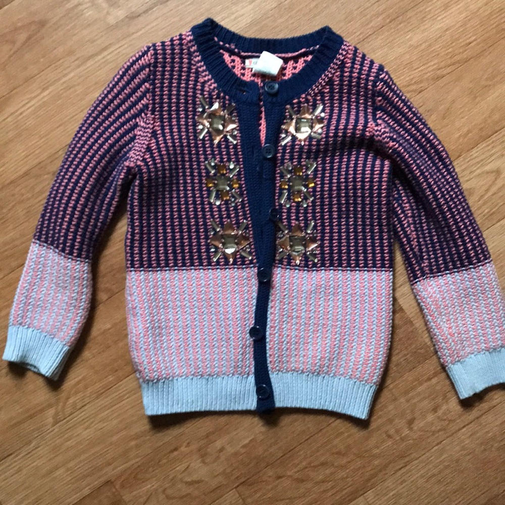J.Crew crewcuts 4/5 Jeweled cotton cardigan