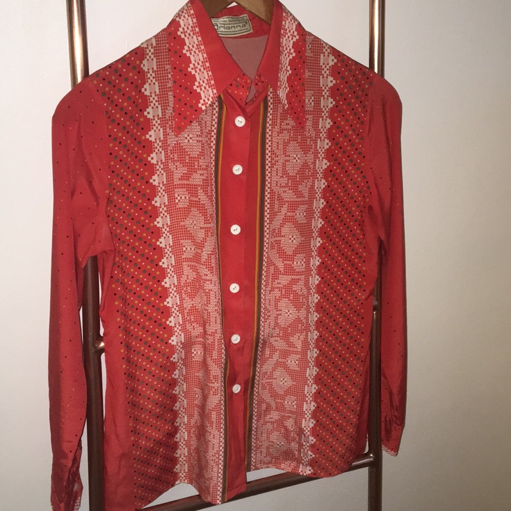 70s Vintage Italian Silk Button Up