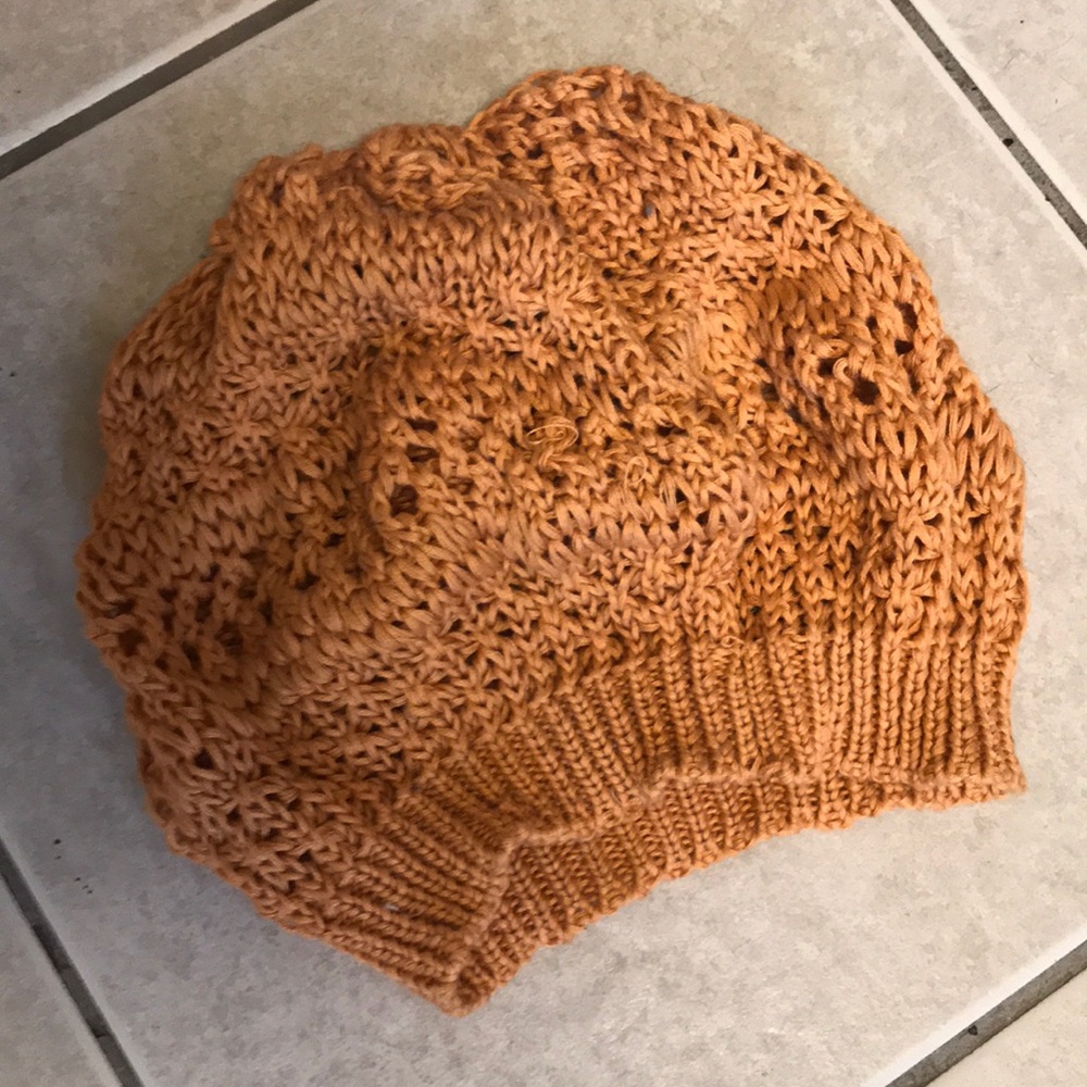 Never worn golden yellow crochet beanie