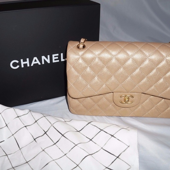 CHANEL Gold caviar double flap jumbo - Picture 7 of 8