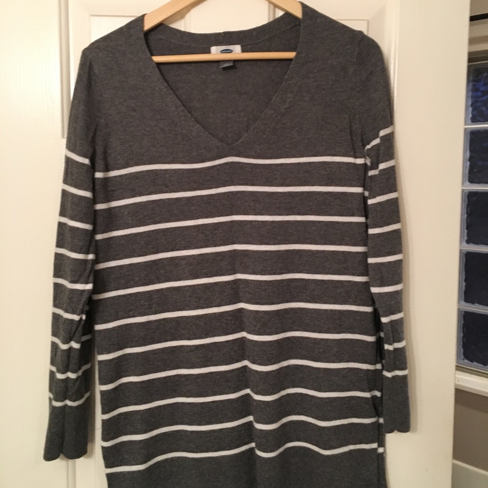 Old Navy size M grey and white striped sweater