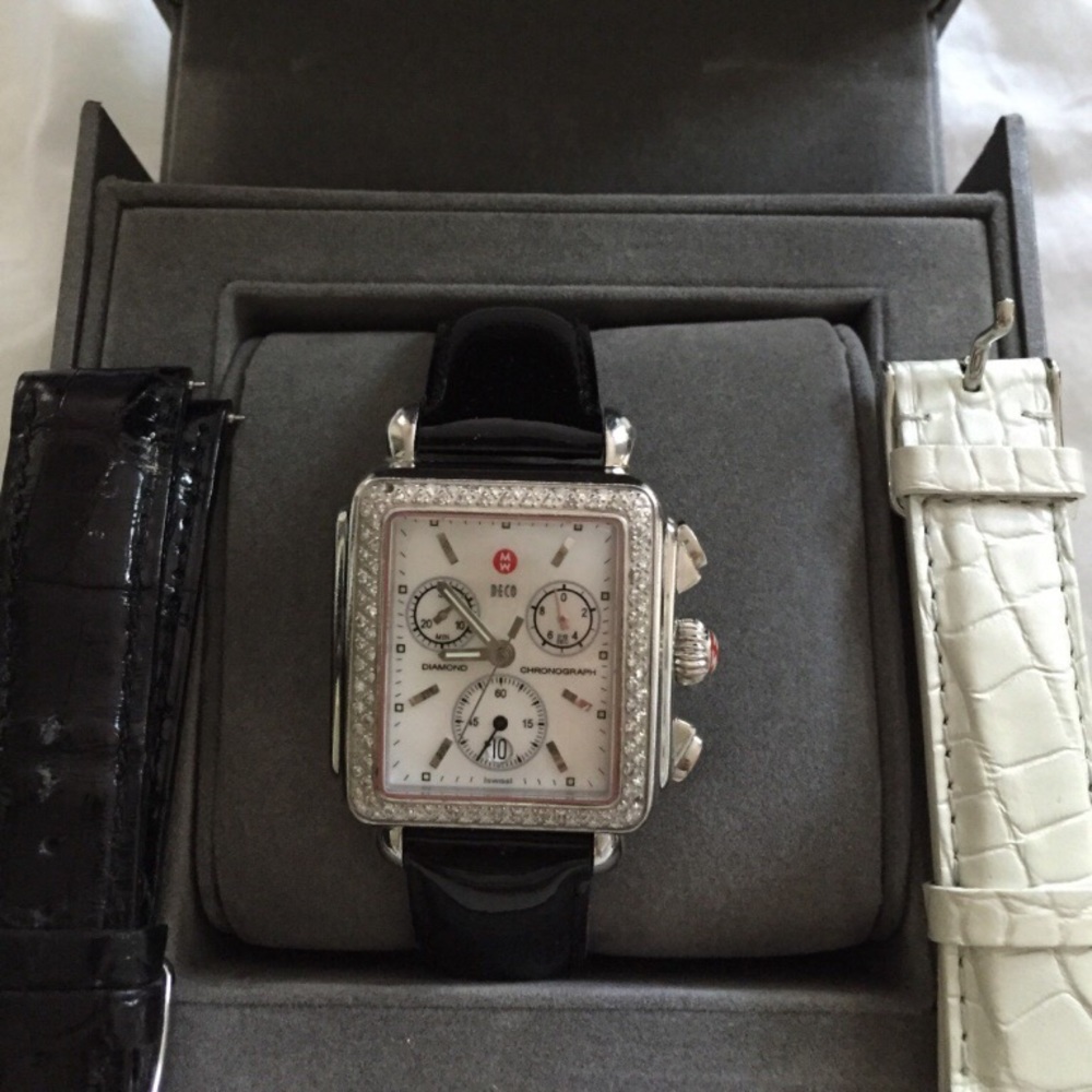 Beautiful Michele diamond Deco Watch