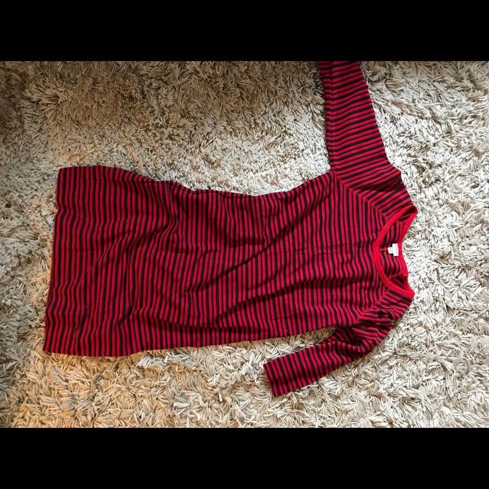 Red and blue nautical striped midi