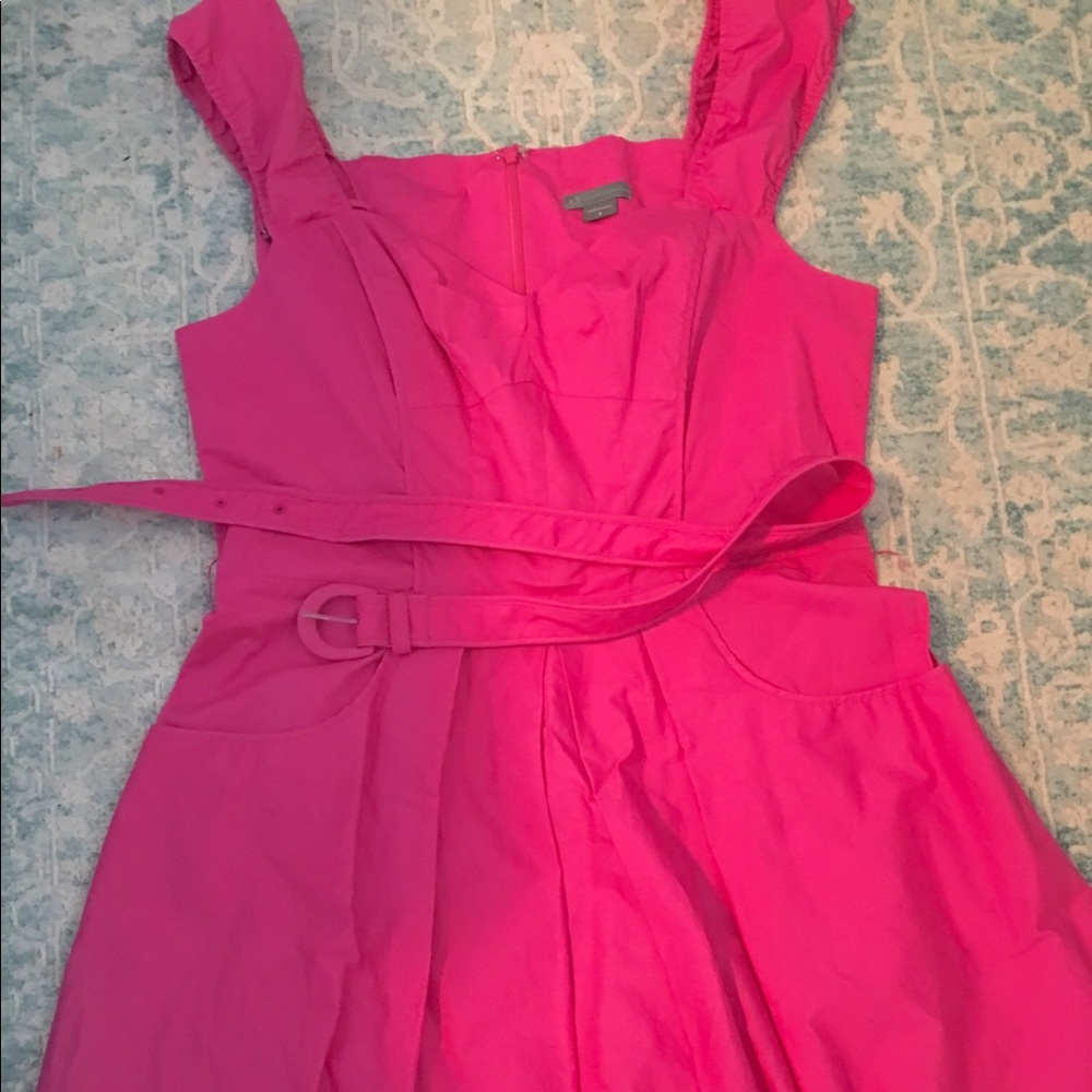 Pink Armani Exchange dress, with belt and pockets.