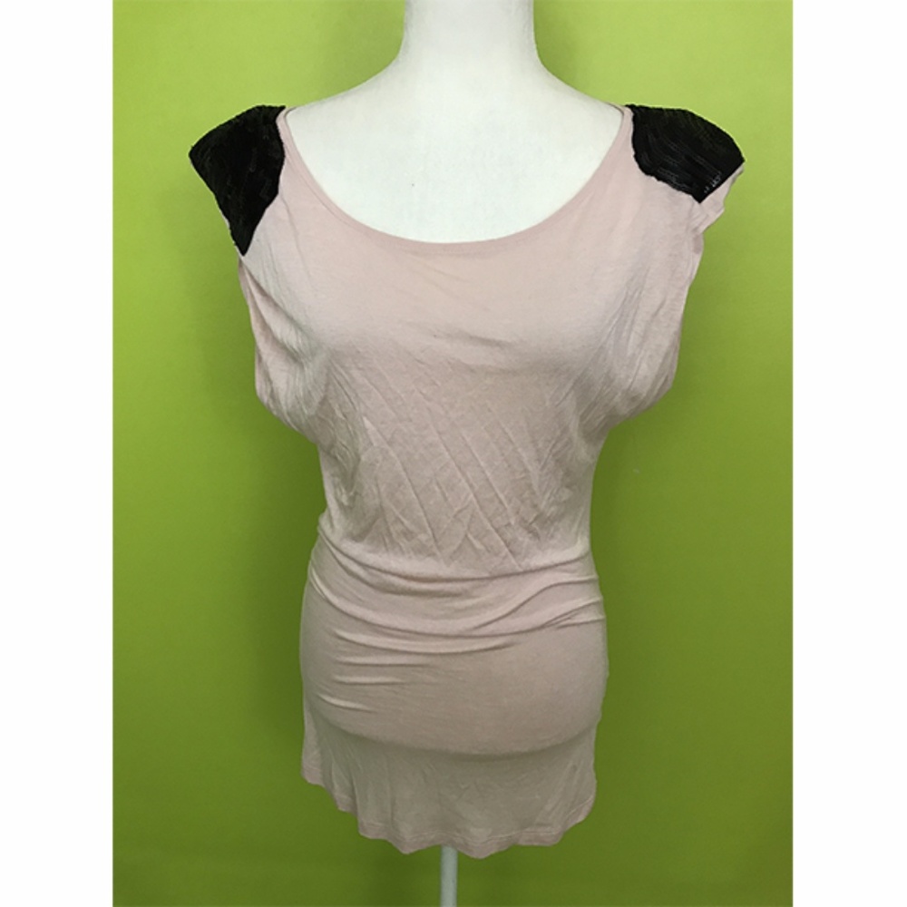 Just Jeans Backless Tie Pink Tan Fit Tunic Top S