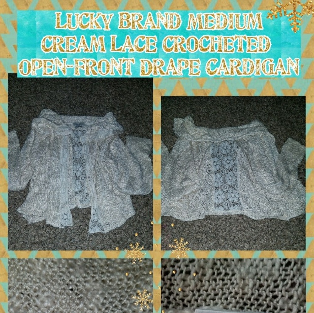 EUC Medium Lucky Brand Cream Open Cardigan