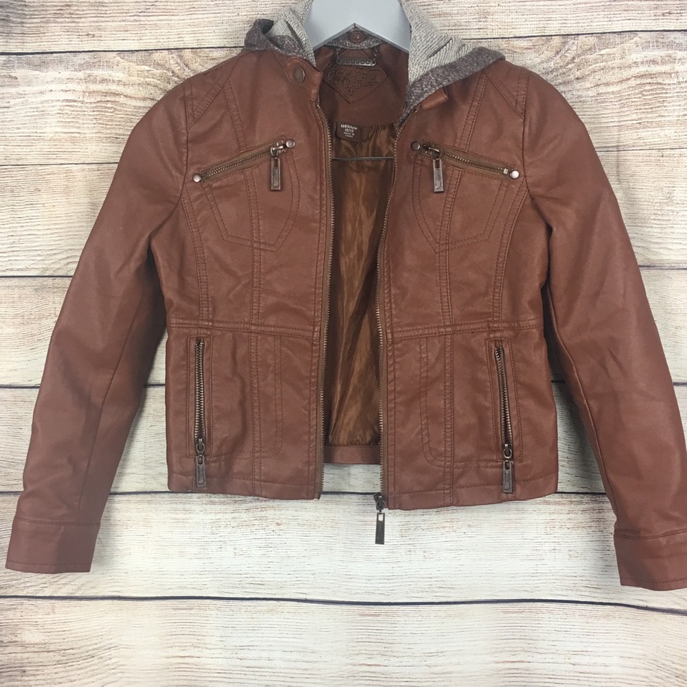 NWOT JOUJOU GIRLS VEGAN LEATHER JACKET SZ M 10/12