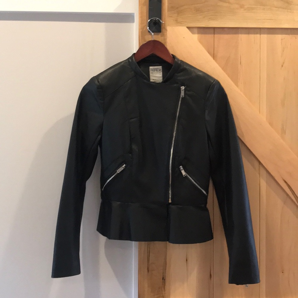 zara vegan leather peplum jacket