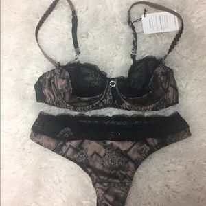 Aubade Bra And Thong Set 32B bra and XS bra