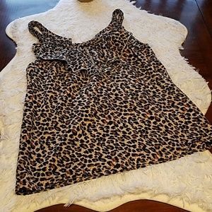 Tweeds leopard print ruffle tank