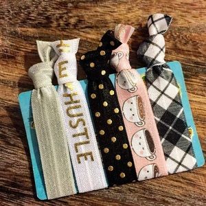 HOST PICK Hustle, plaid, grey, coffee hair tie set