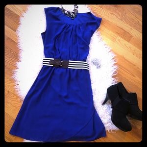 Beautiful blue dress with belt.  Show stopper!