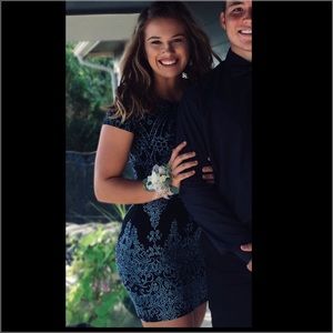 Sparkly black and blue homecoming dress