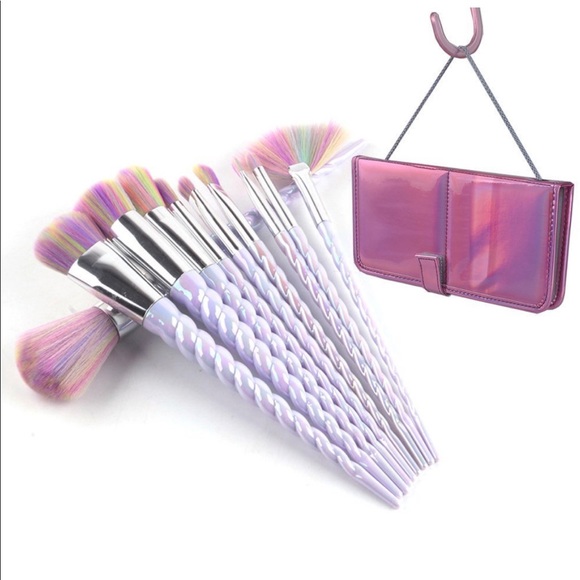 NEW 10Pc Brush Purple Hair Cosmetic Makeup Brushes - Picture 2 of 5