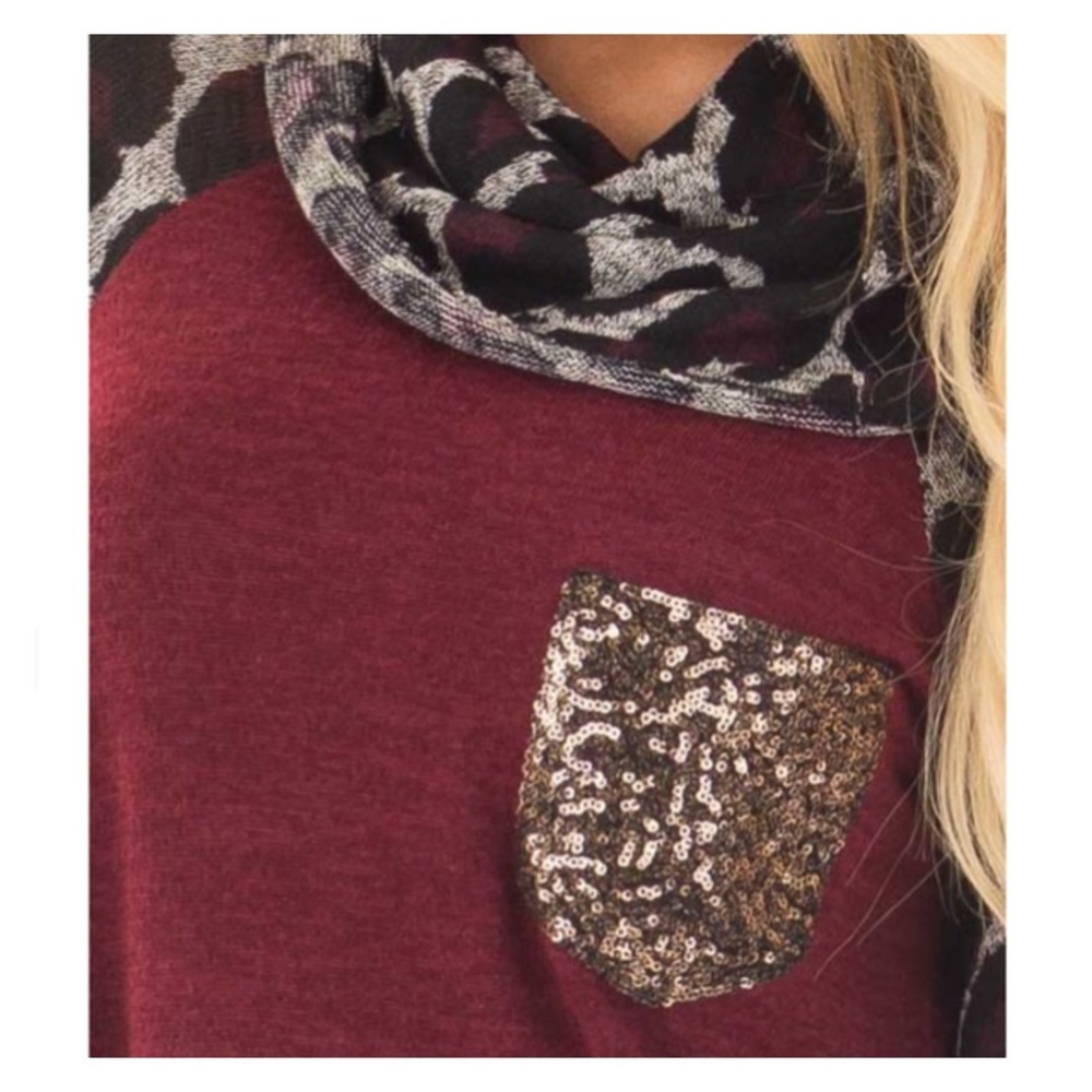 COWL NECK TUNIC TOP LEOPARD - Picture 3 of 3