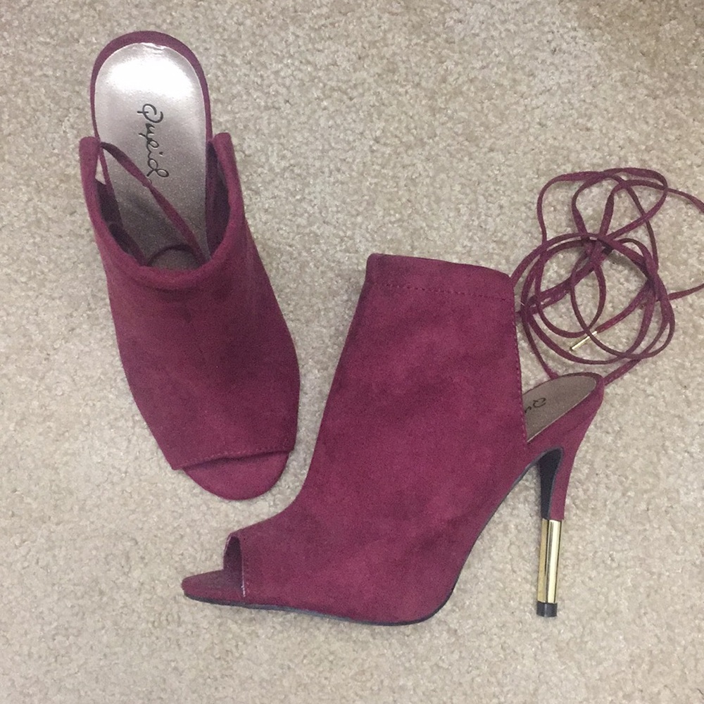 Burgundy Booties w/ Gold accent heel