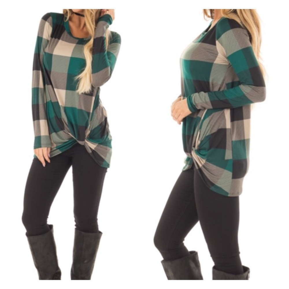PLAID SOFT TEE SHIRT TWIST DETAIL - Picture 2 of 3