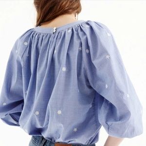 J. Crew Embroidered Puff Sleeve Blouse