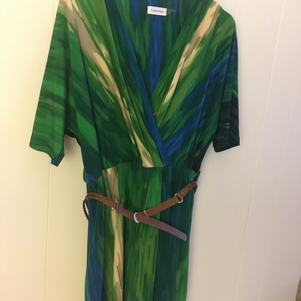 Calvin Klein watercolor faux wrap dress size 12