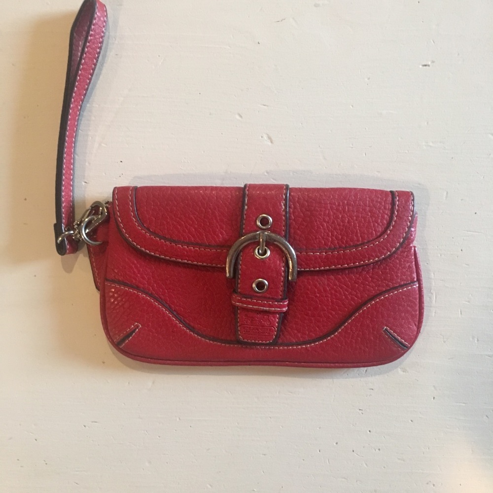 Coach Red Leather Wristlet!