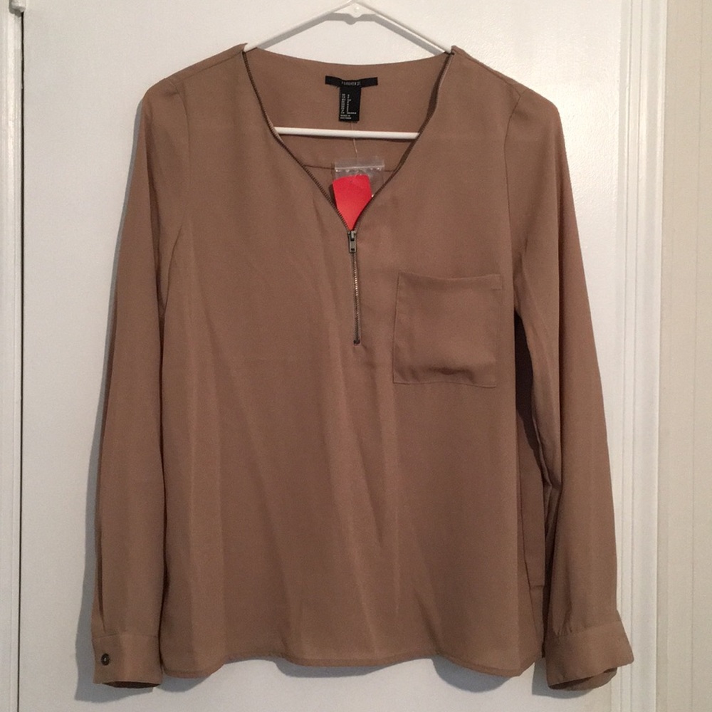 Camel woven top
