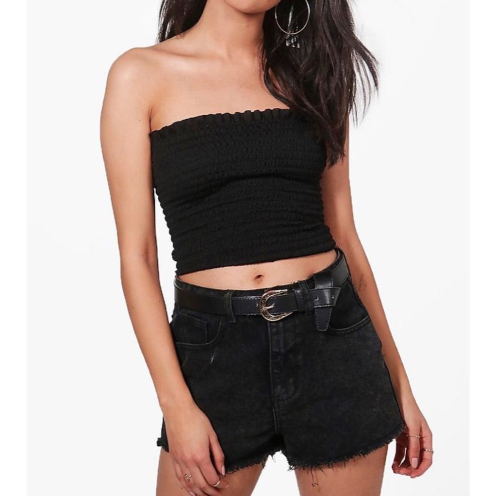 Black shirred bandeau