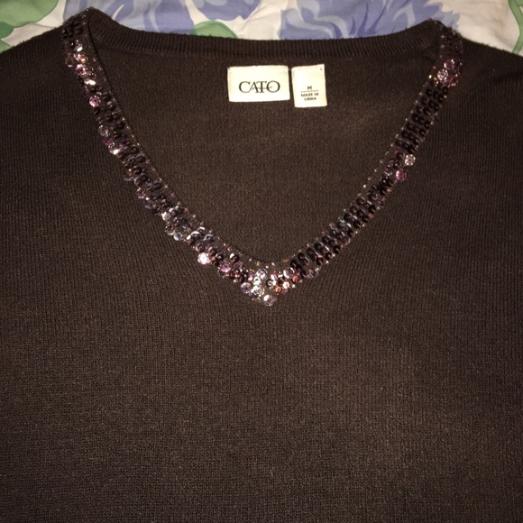 💝$5 BUNDLED Brown Embellished Sweater - Picture 1 of 2