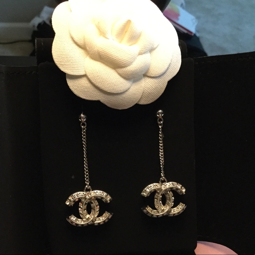 Authentic Chanel dangle crystal earrings
