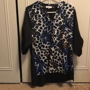 Calvin Klein Leopard Print Roll Sleeve Tunic
