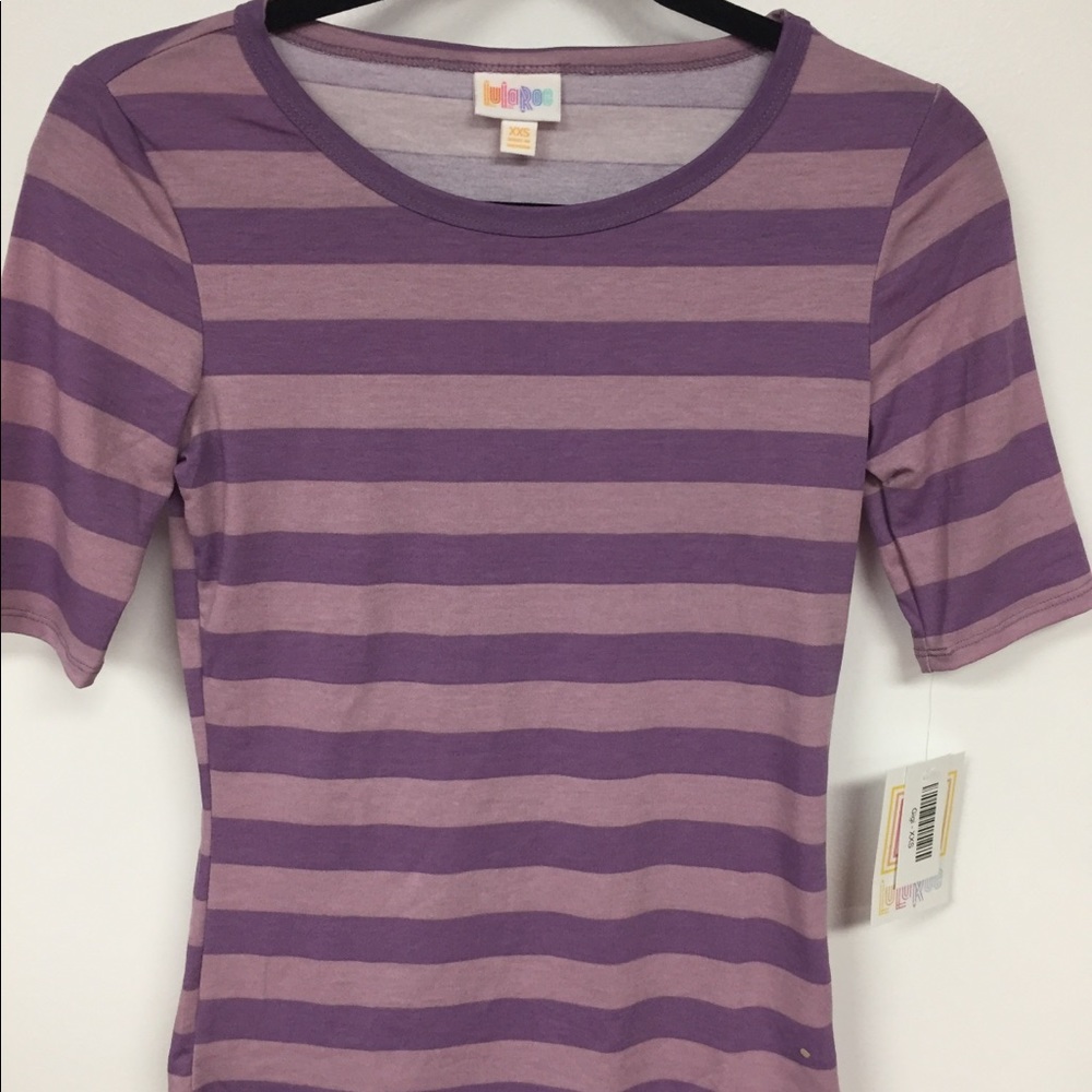 XXS LuLaRoe GiGi Top with Lavender/Purple Stripe