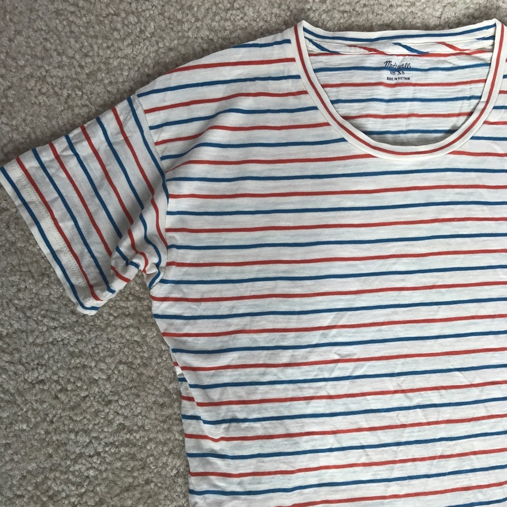 Madewell Striped Whisper Cotton Scoop Tee Shirt
