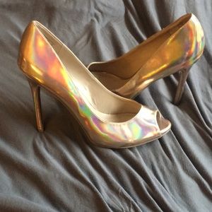 Metallic heels never worn