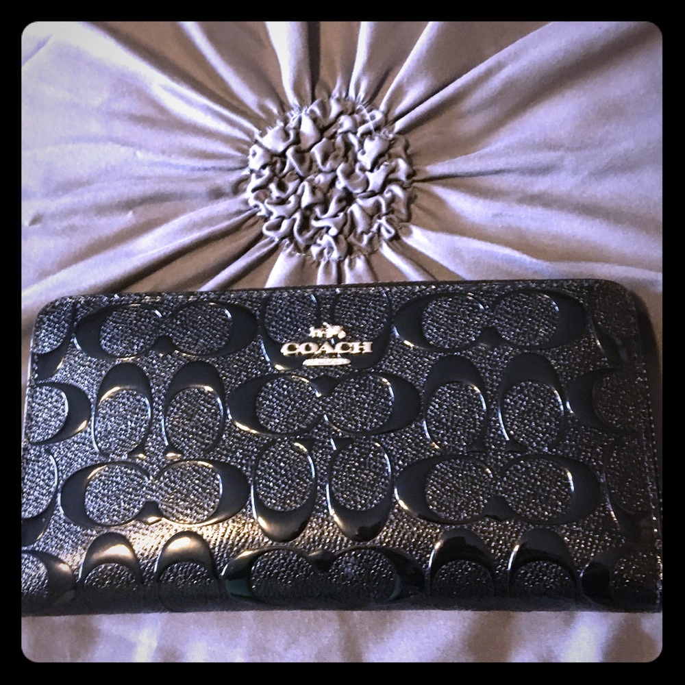 Coach black embossed full sized wallet