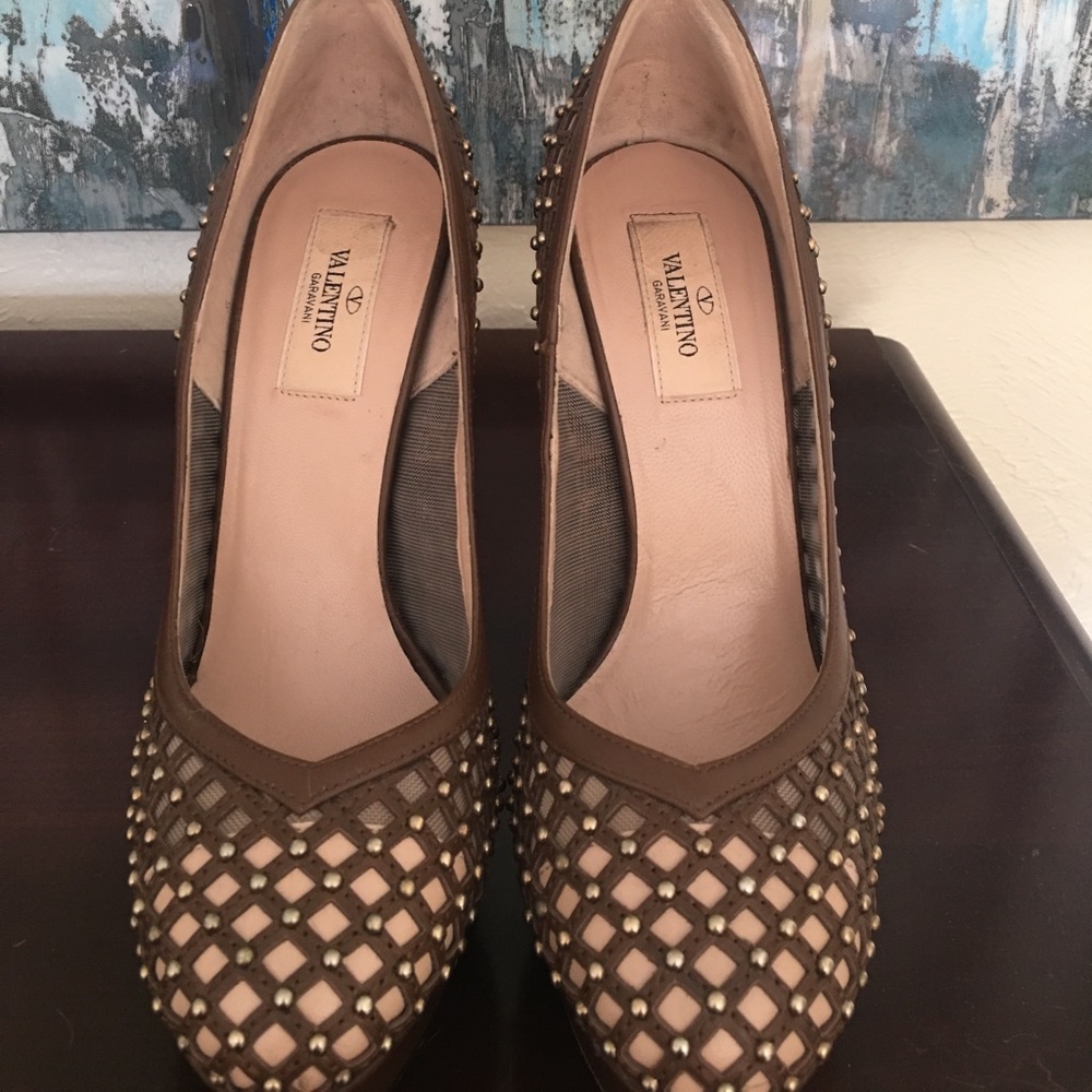 Valentino nude studded pumps.