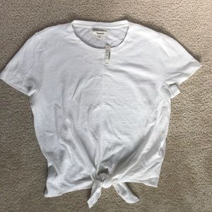 Madewell White Tie Front Tee